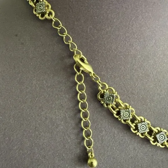 Vintage Two-tone Chain Link Choker Necklace 20"-Adjustable Bold Reversible - Picture 3 of 4